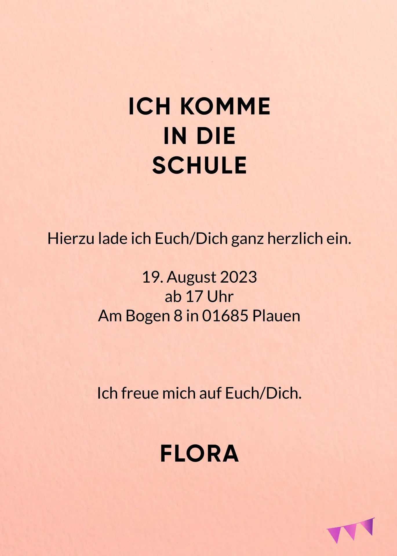 Einschulung WIMPEL girl - A6 Karte – Bild 2