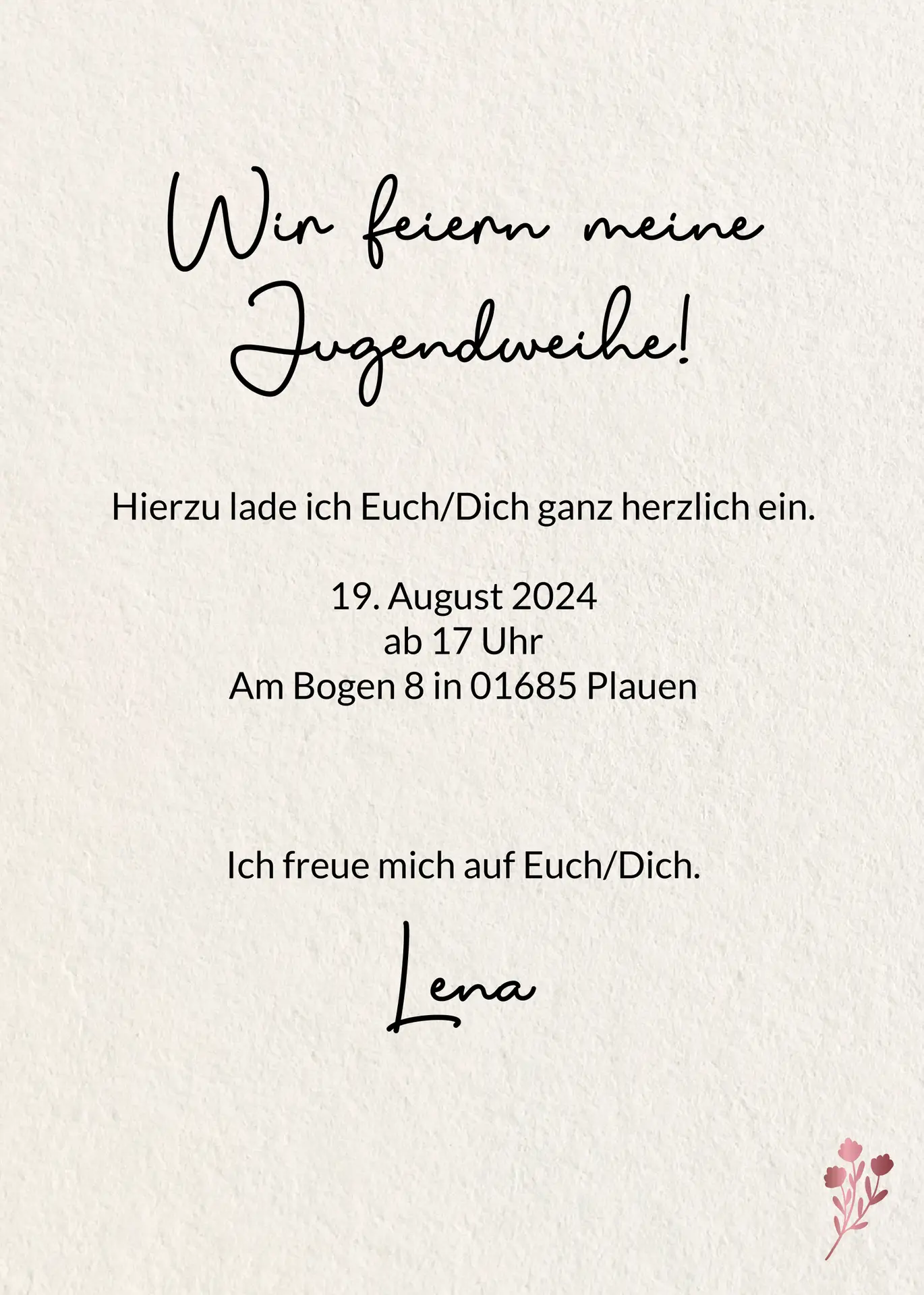 Einladung Jugendweihe BLUME - A6 Karte – Bild 2