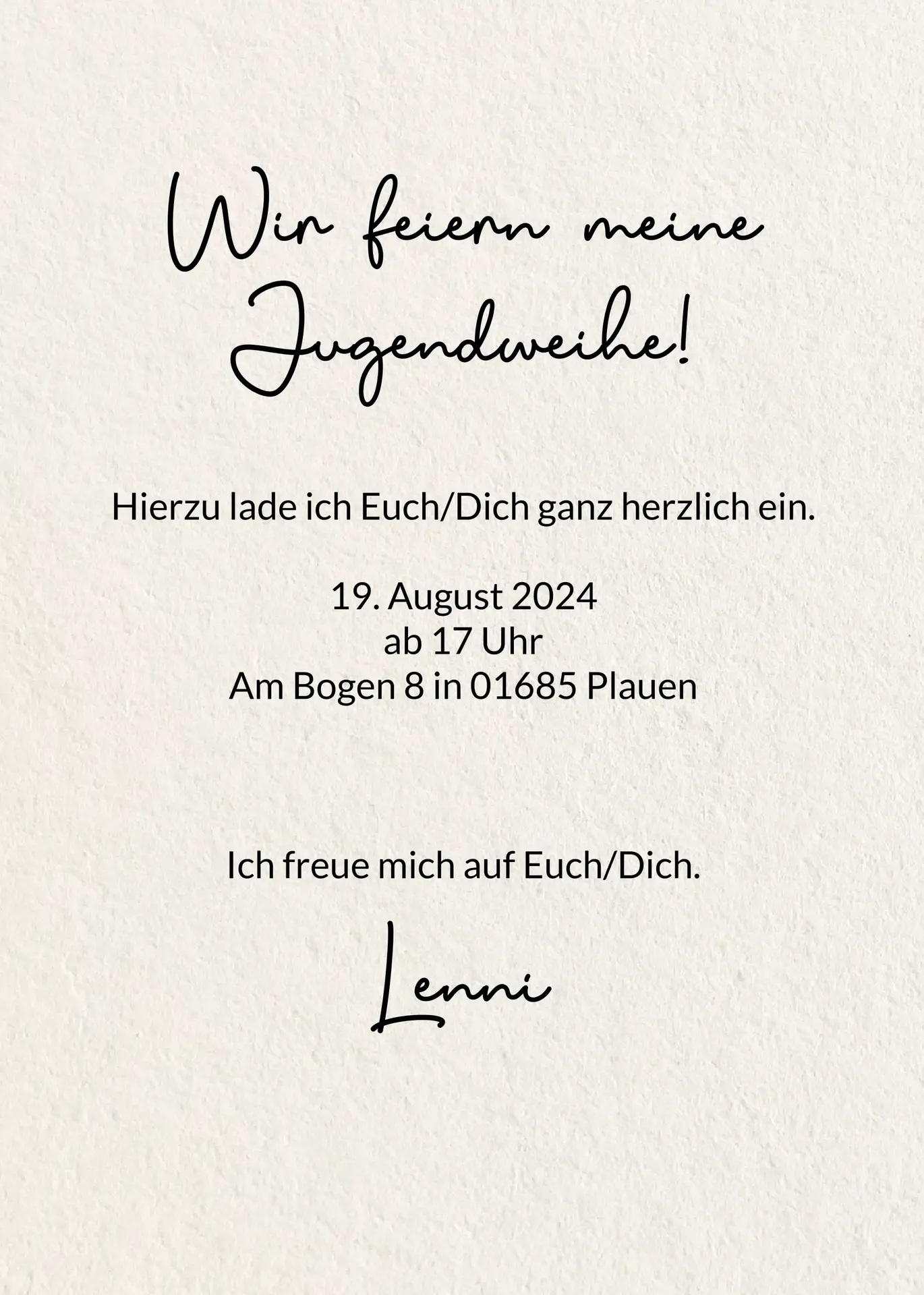 Jugendweihe FOTO - A6 Karte – Bild 2