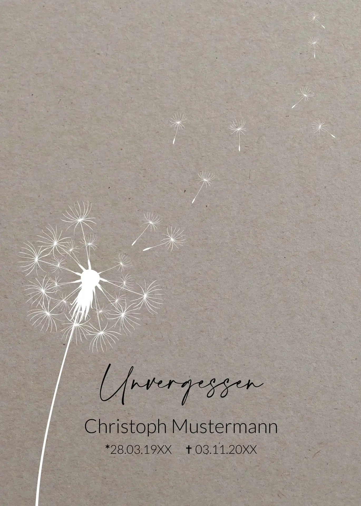 Trauerkarte PUSTEBLUME - A6 Karte